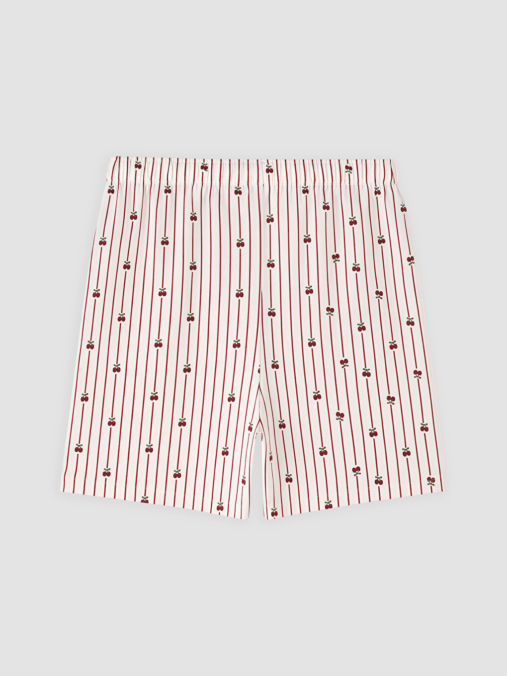 Ekru Bisiklet Yaka Nakışlı Kadın Şortlu Pijama Takımı-4