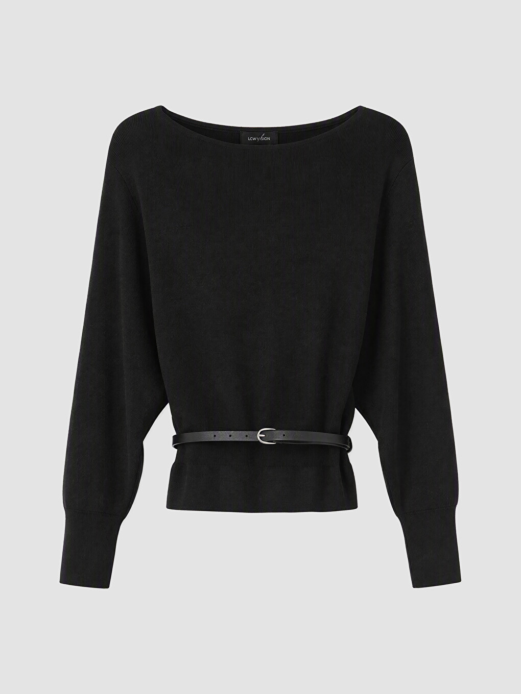 Slash Neck Belted Women's Knitwear Sweater-4