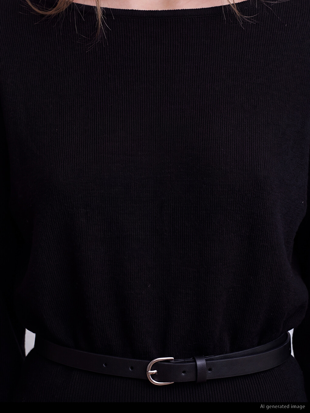Slash Neck Belted Women's Knitwear Sweater-2