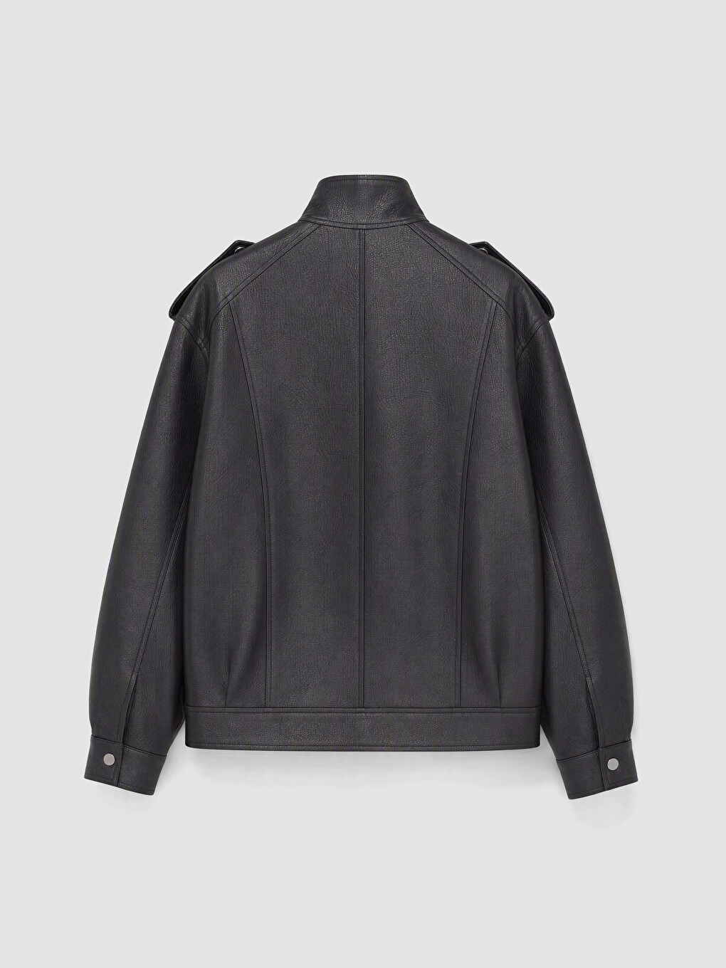 Mock Neck Women's Faux Leather Jacket-8