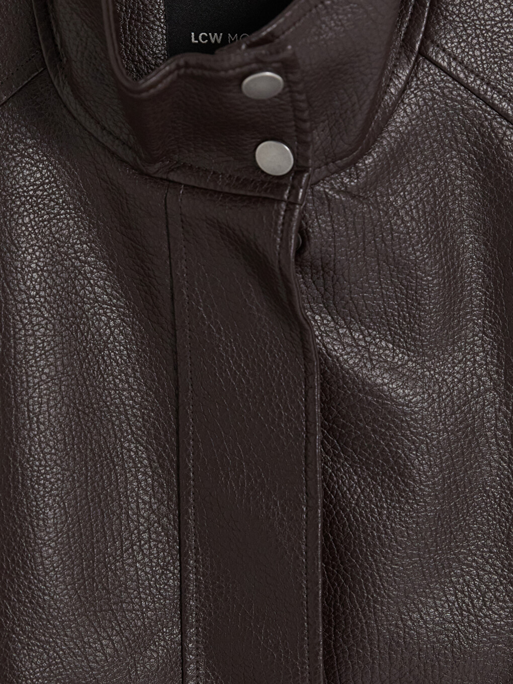 Mock Neck Women's Faux Leather Jacket-6