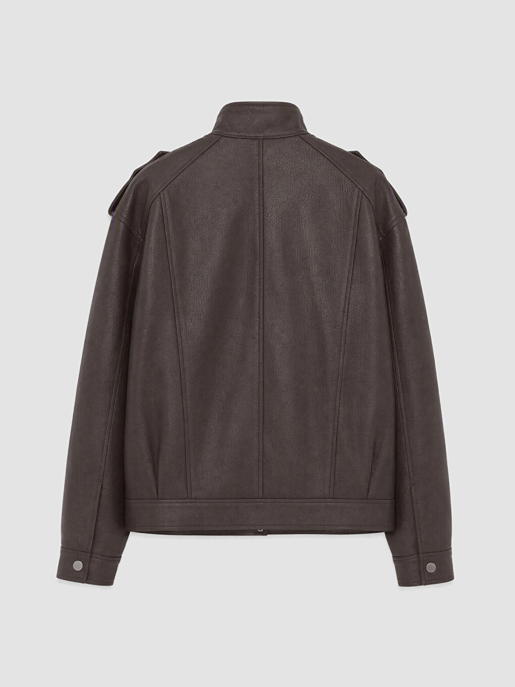 Mock Neck Women's Faux Leather Jacket-7