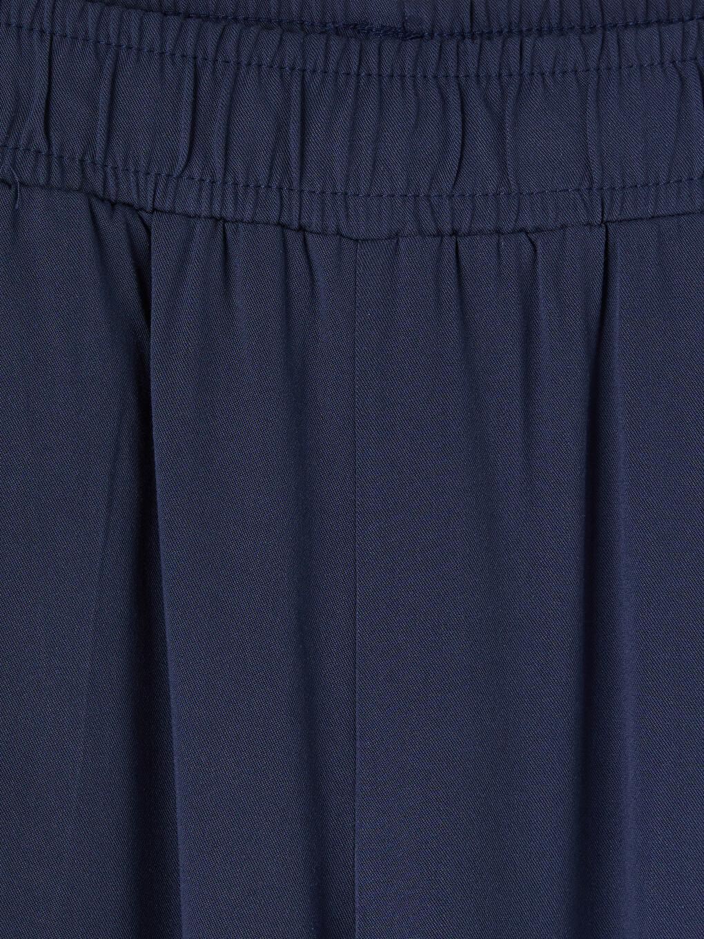 Lacivert Beli Lastikli Geniş Paça Kadın Pantolon-1