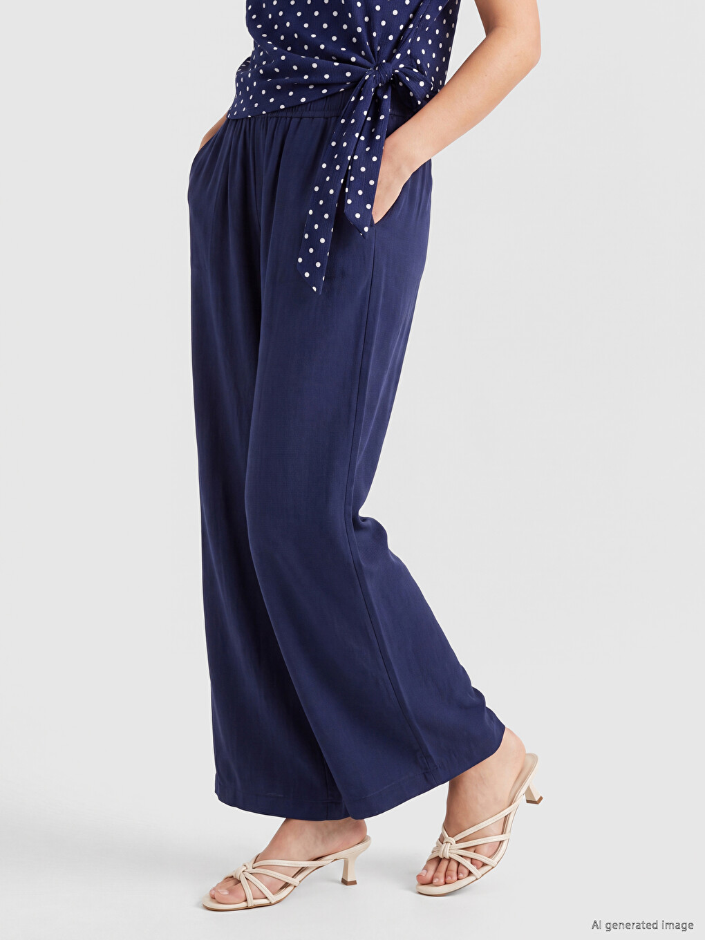 Elastic Waist Wide Leg Women's Trousers-1