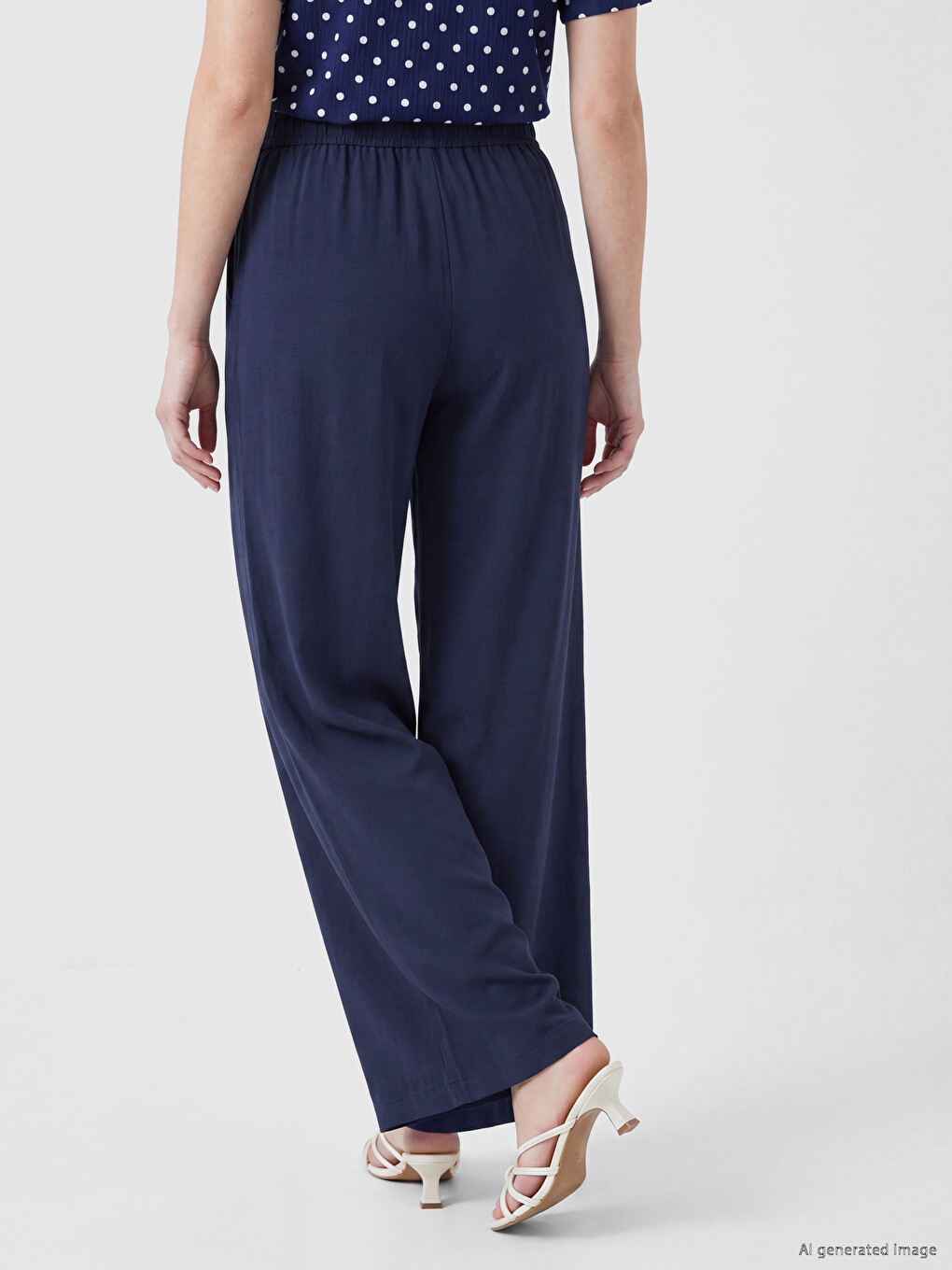 Elastic Waist Wide Leg Women's Trousers-3