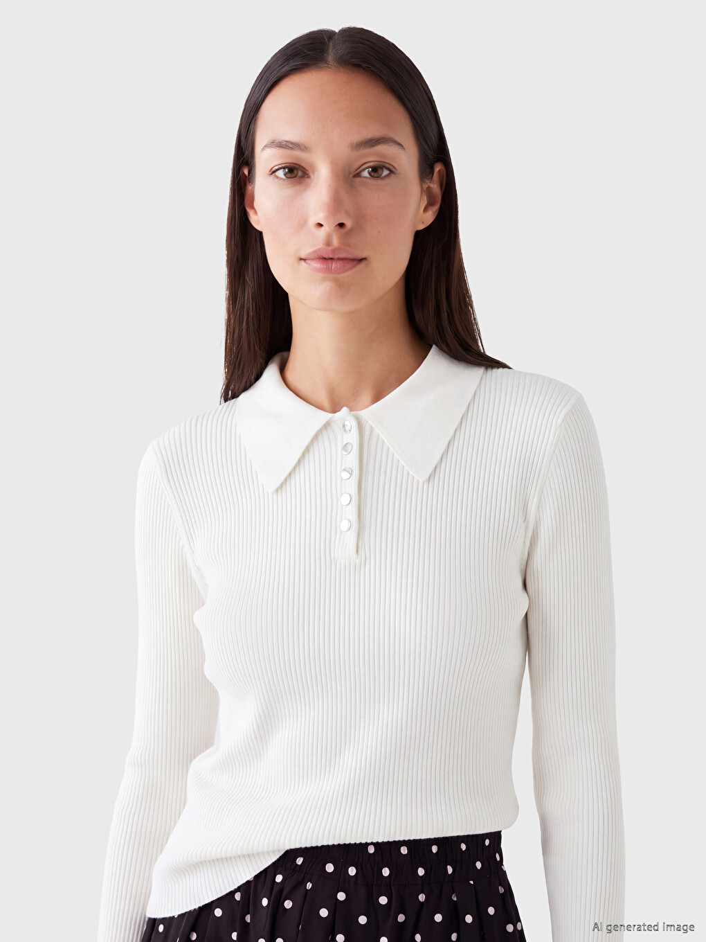 Shirt Collar Women's Knitwear Sweater-2