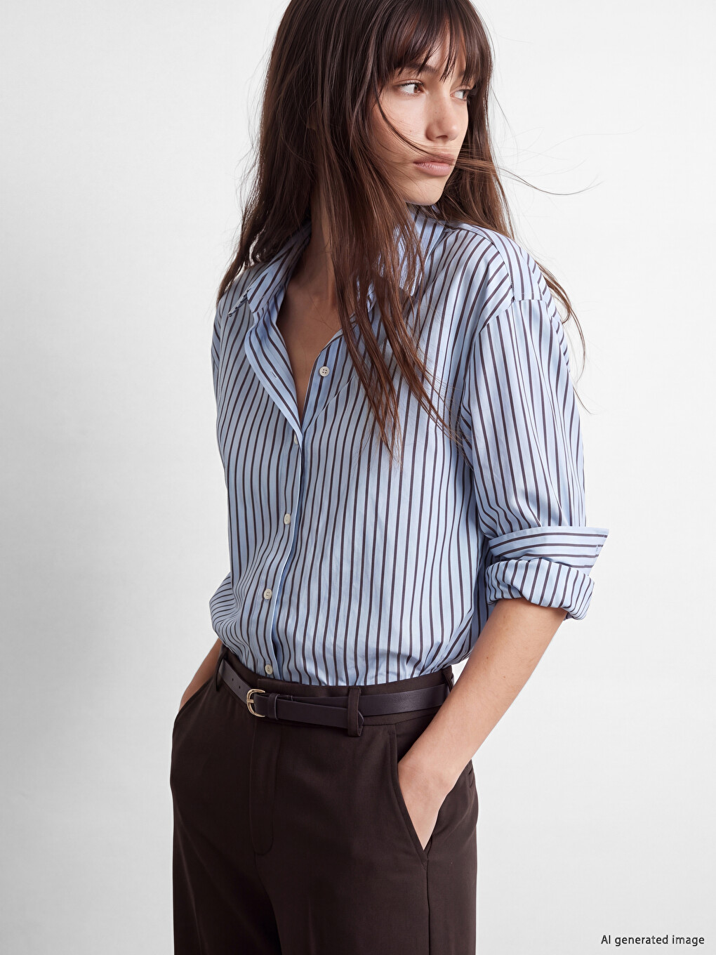 Chemise Femme Surdimensionnée Rayée-1