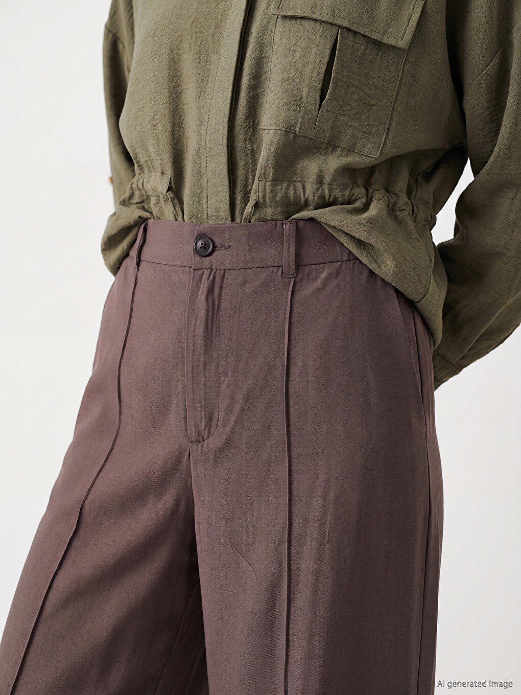 Elastic Waist Modal Blend Women's Trousers-2