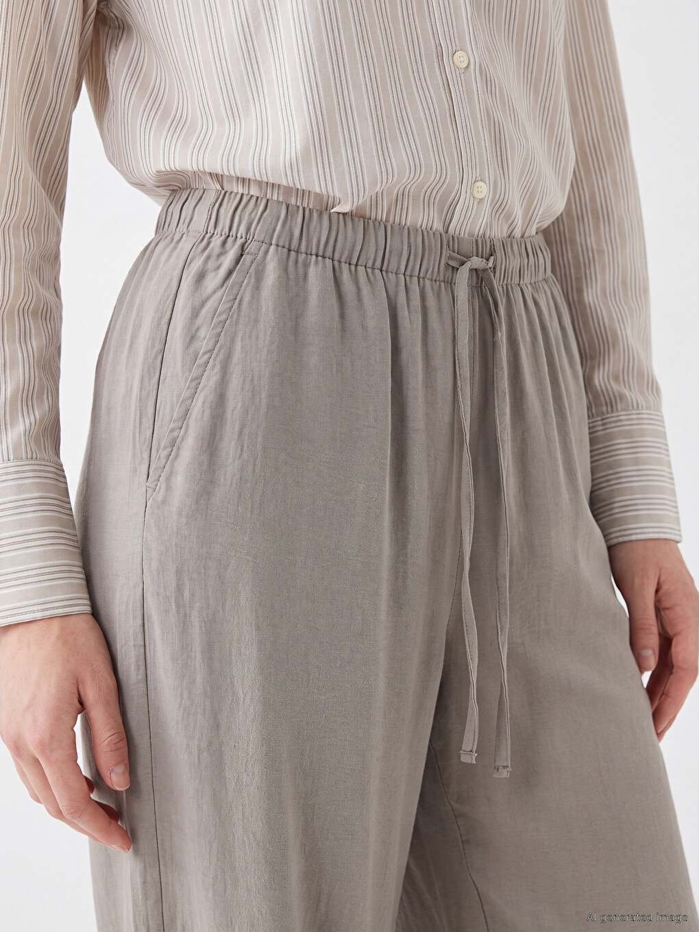 Elastic Waist Modal Blend Women's Trousers-2