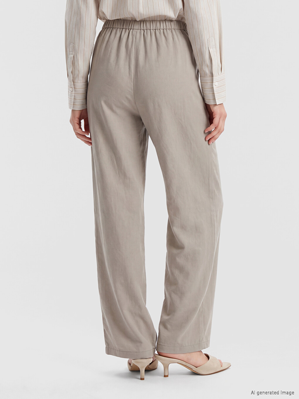 Elastic Waist Modal Blend Women's Trousers-3