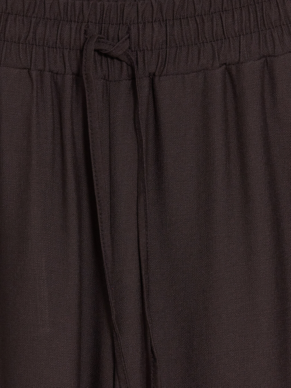 Kahverengi Beli Lastikli Geniş Paça Kadın Pantolon-5