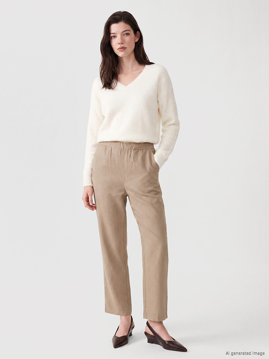Woman Beige Trousers