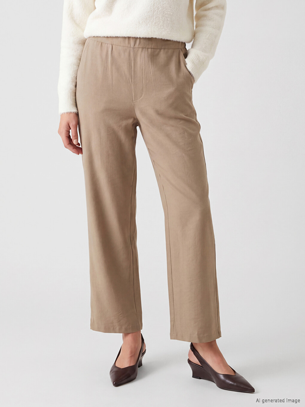 Woman Beige Trousers-1