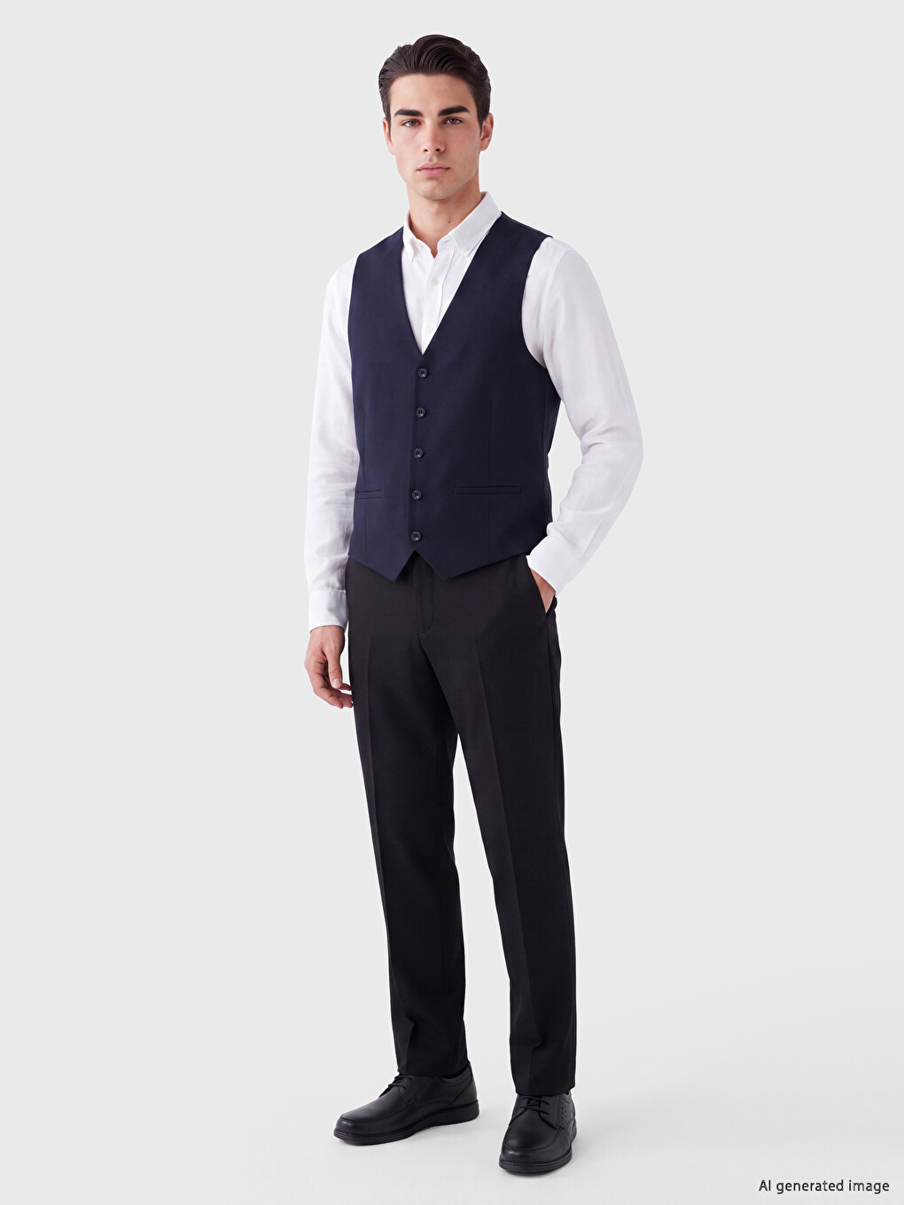 Lacivert Slim Fit Erkek Klasik Yelek-1