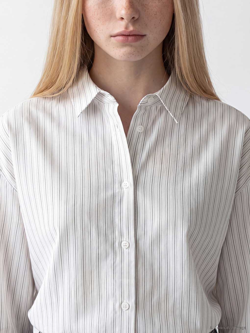 Çizgili Oxford Oversize Kadın Gömlek-2