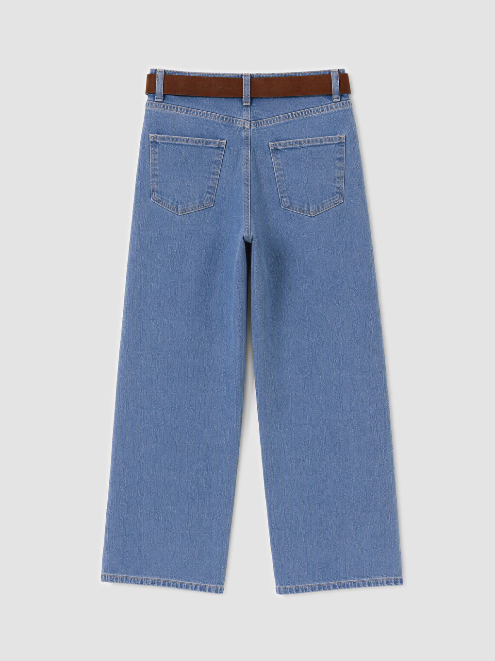 Mavi Kemerli Straight Fit Kadın Jean Pantolon-5