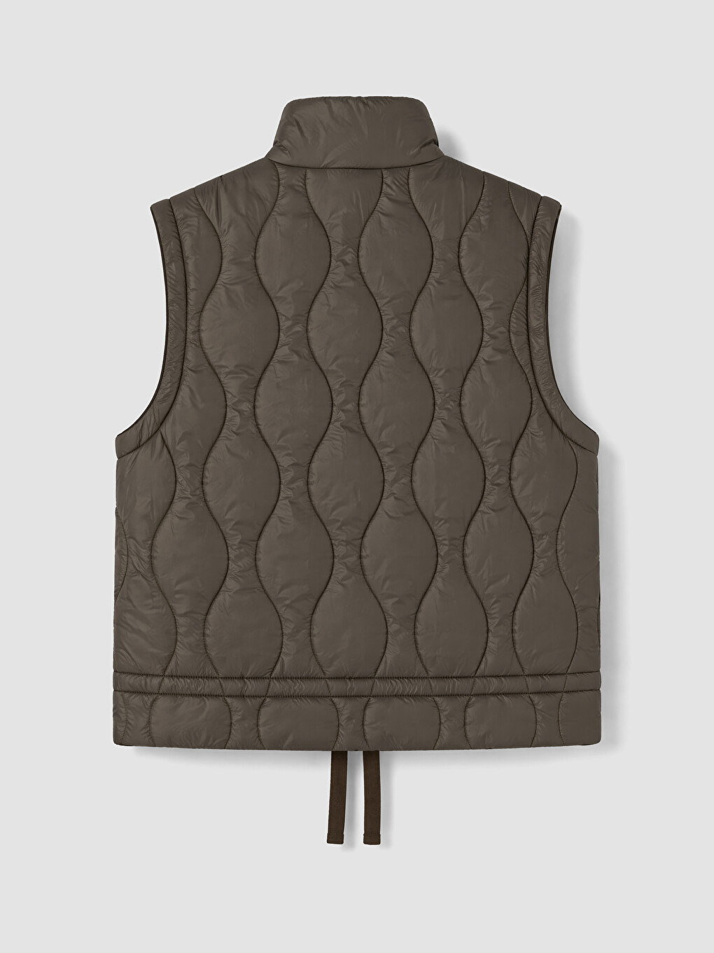 Kahverengi Kapitone Oversize Kadın Şişme Yelek-4