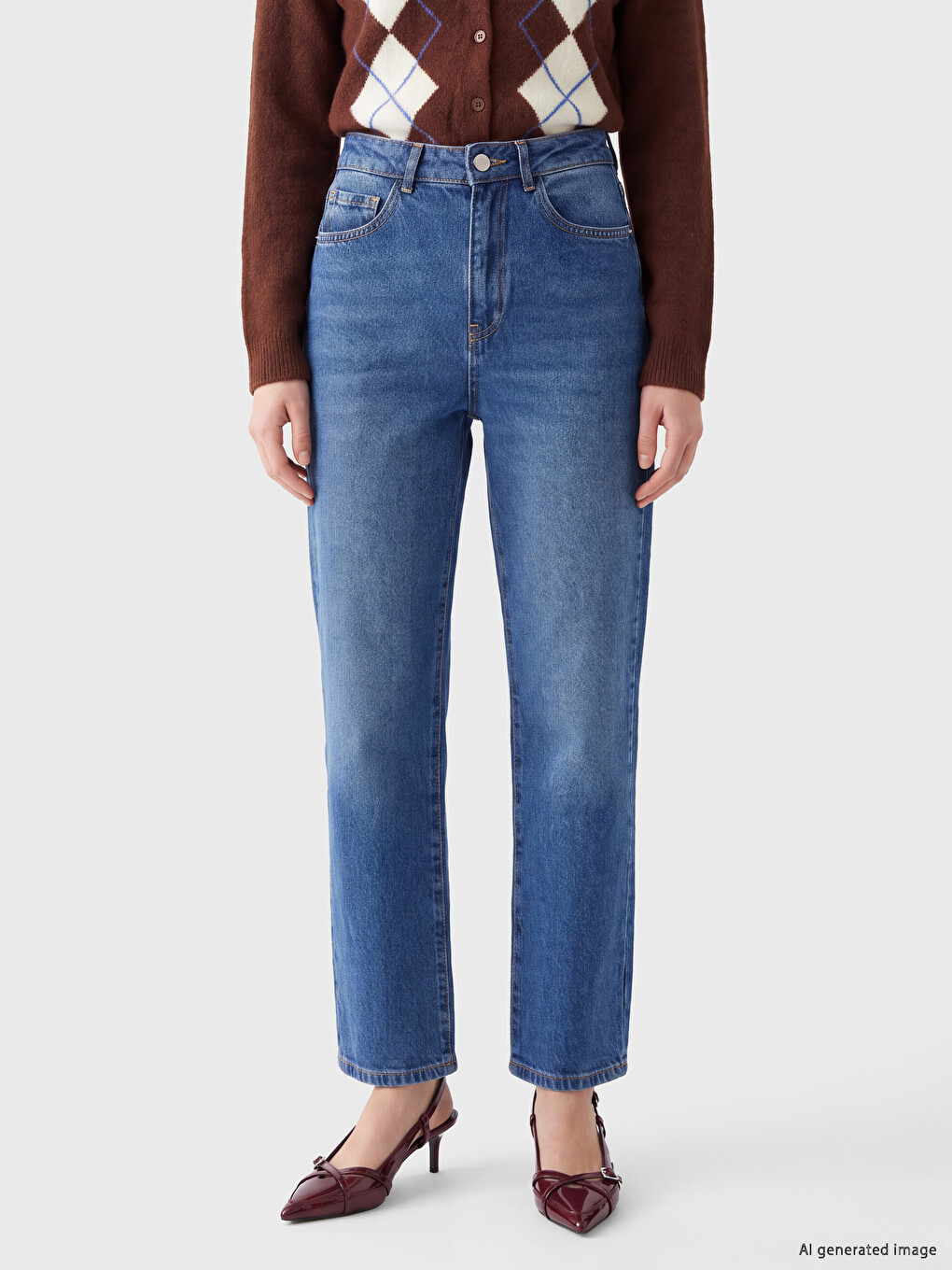 İndigo Straight Fit Kadın Jean Pantolon-1