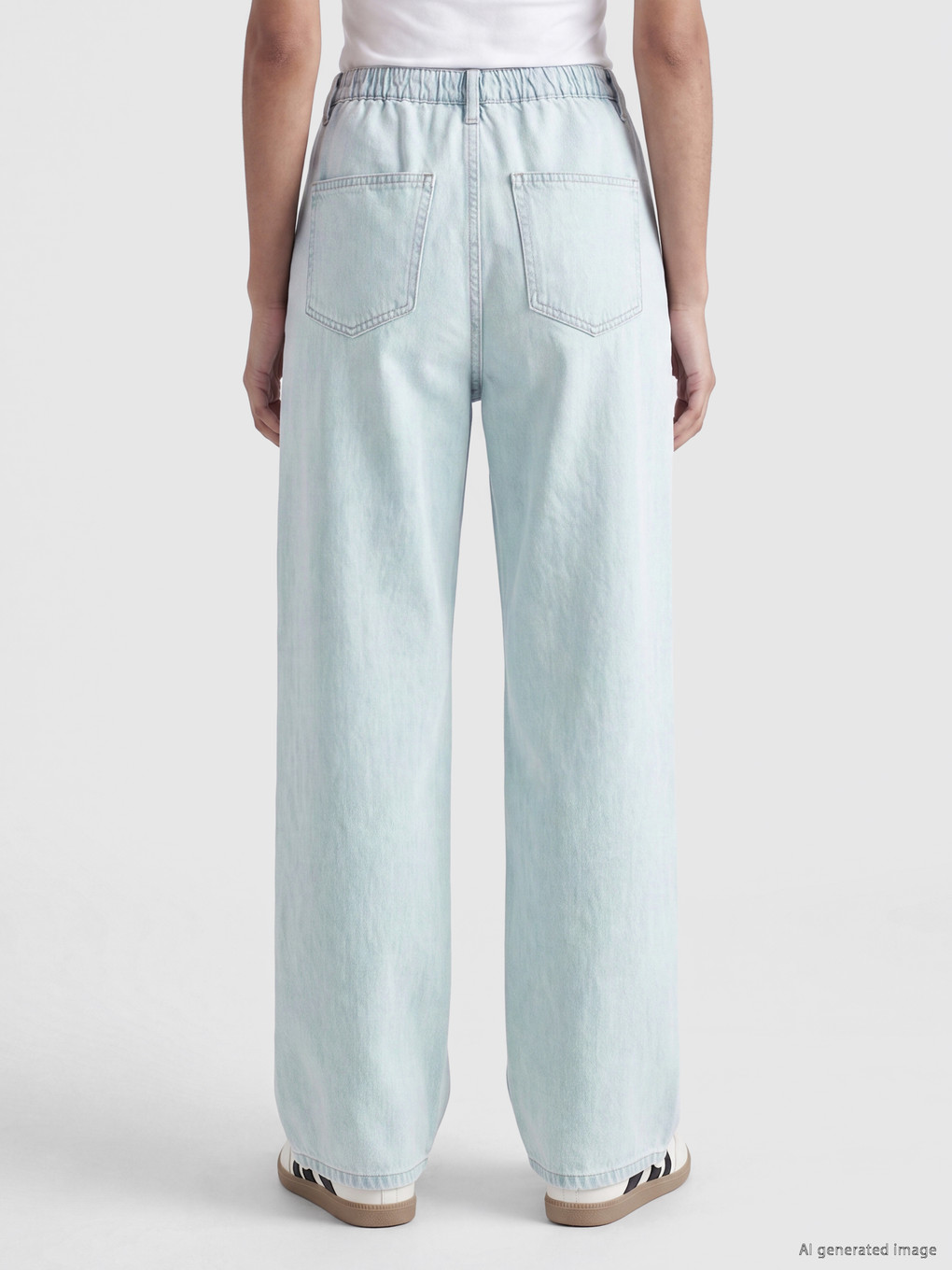 Elastic Waist Wideleg Women's Jeans-3