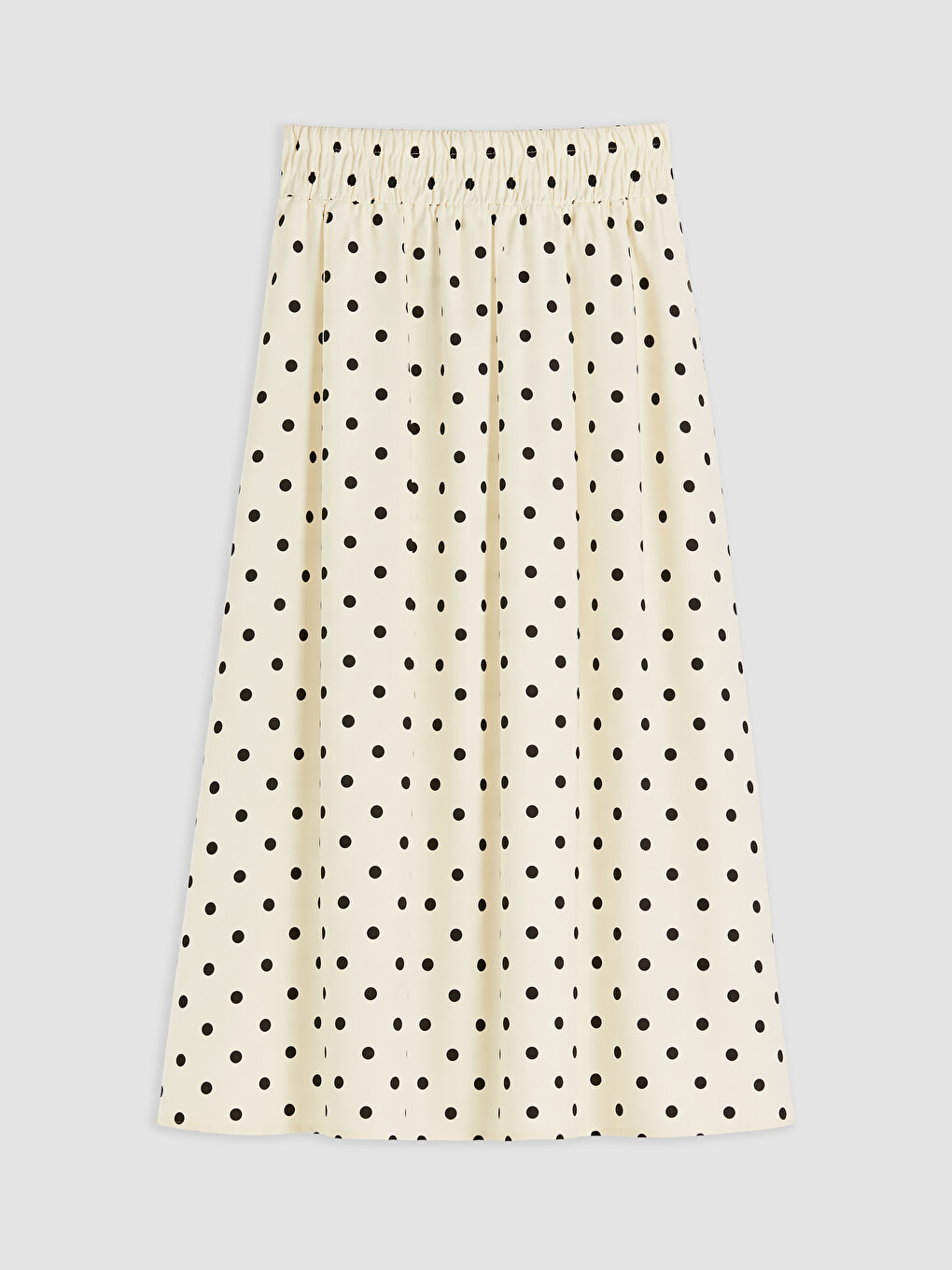 Ekru Beli Lastikli Puantiyeli Poplin Etek-1