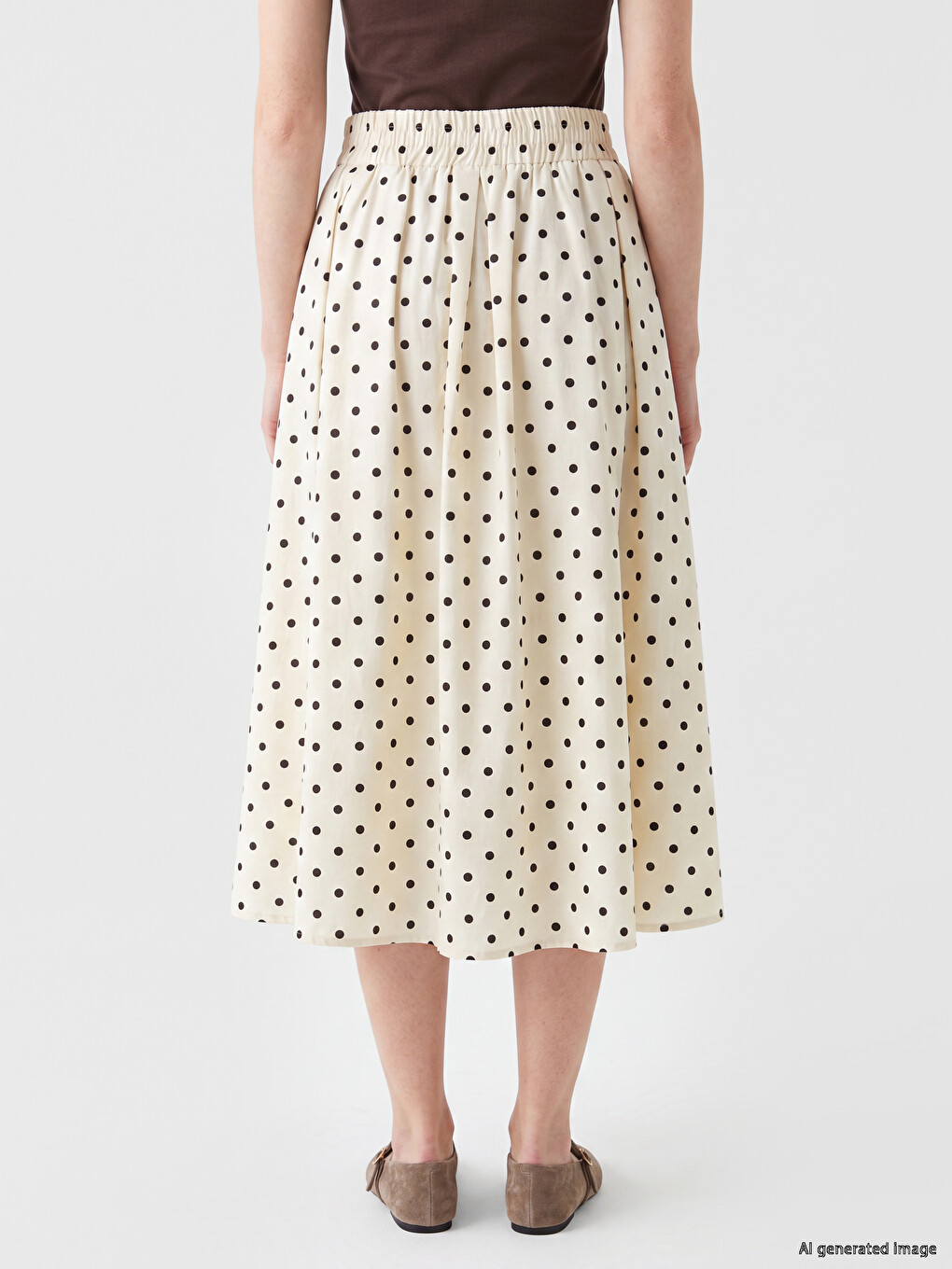 Elastic Waist Polka Dot Poplin Skirt-3