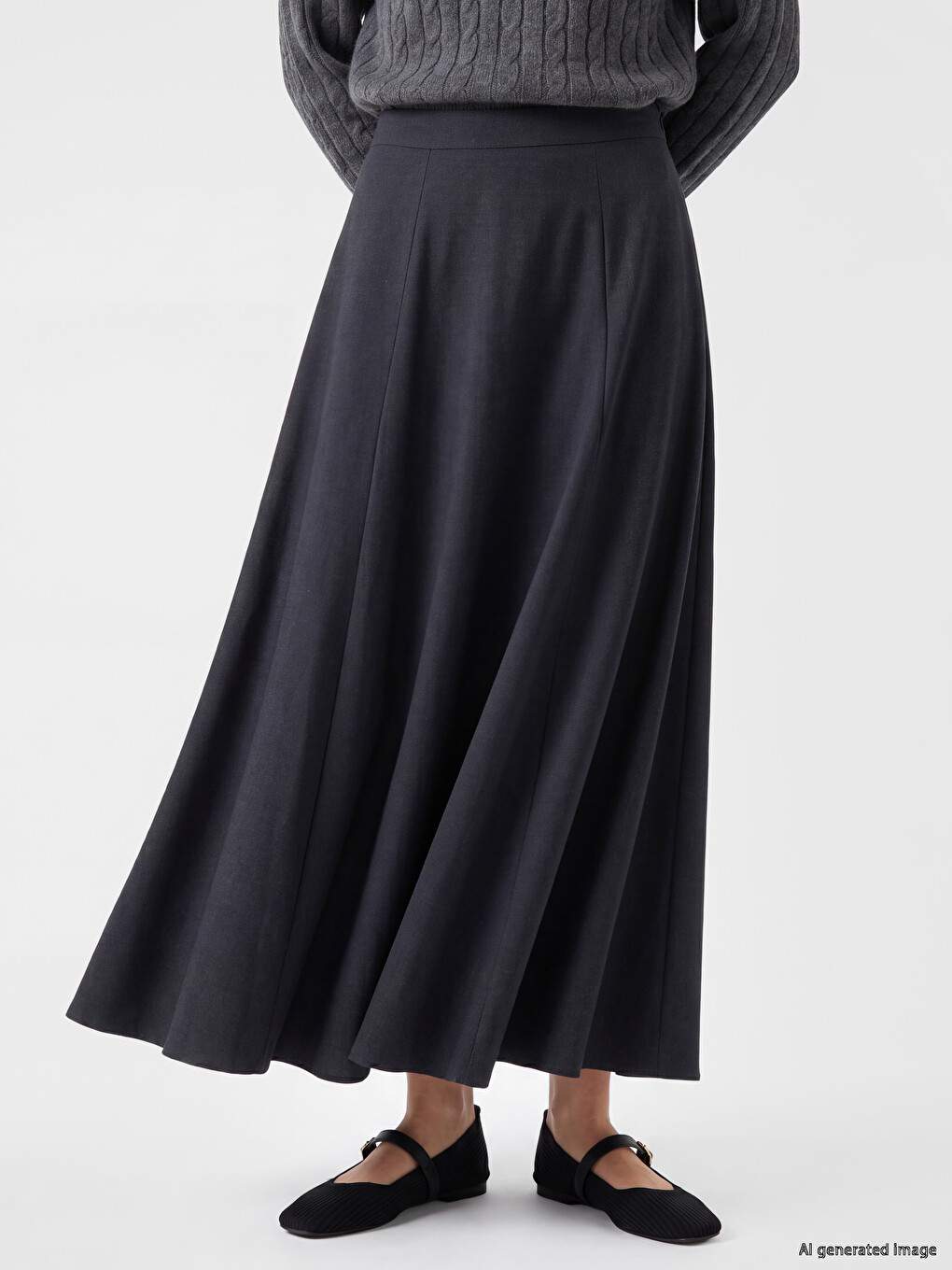 Waist Zippered Flared Skirt-1