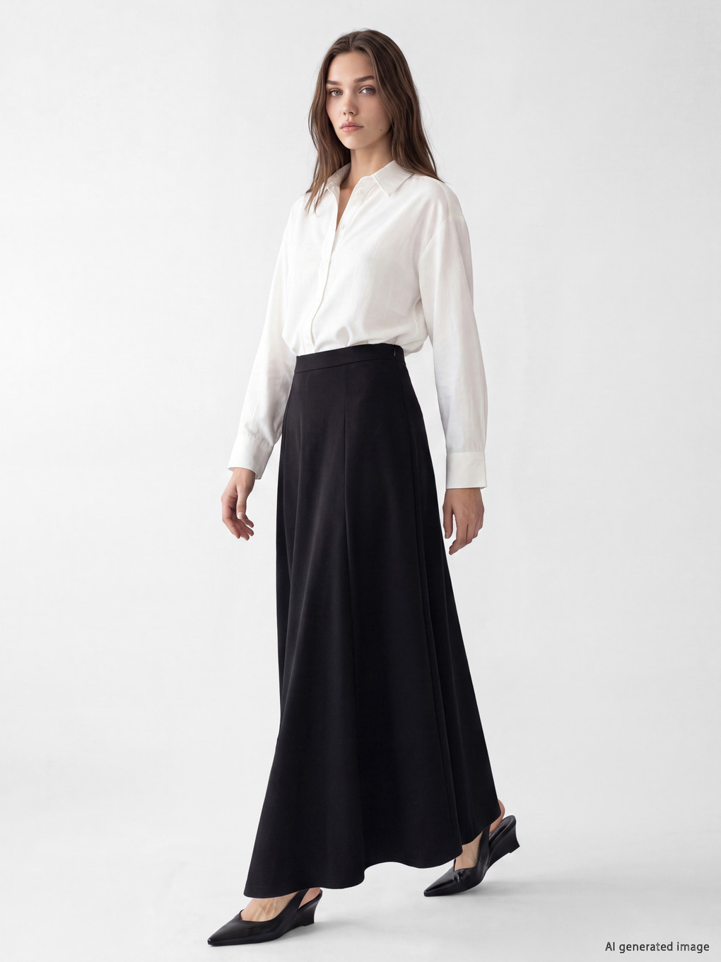  Waist Zippered Flared Skirt