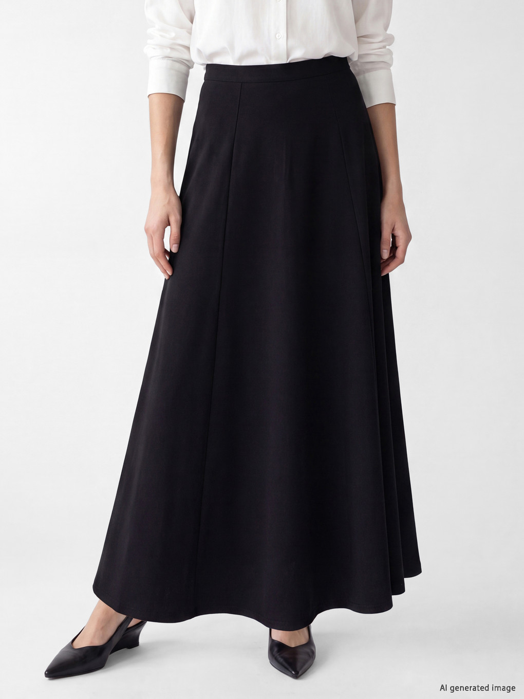 Waist Zippered Flared Skirt-1