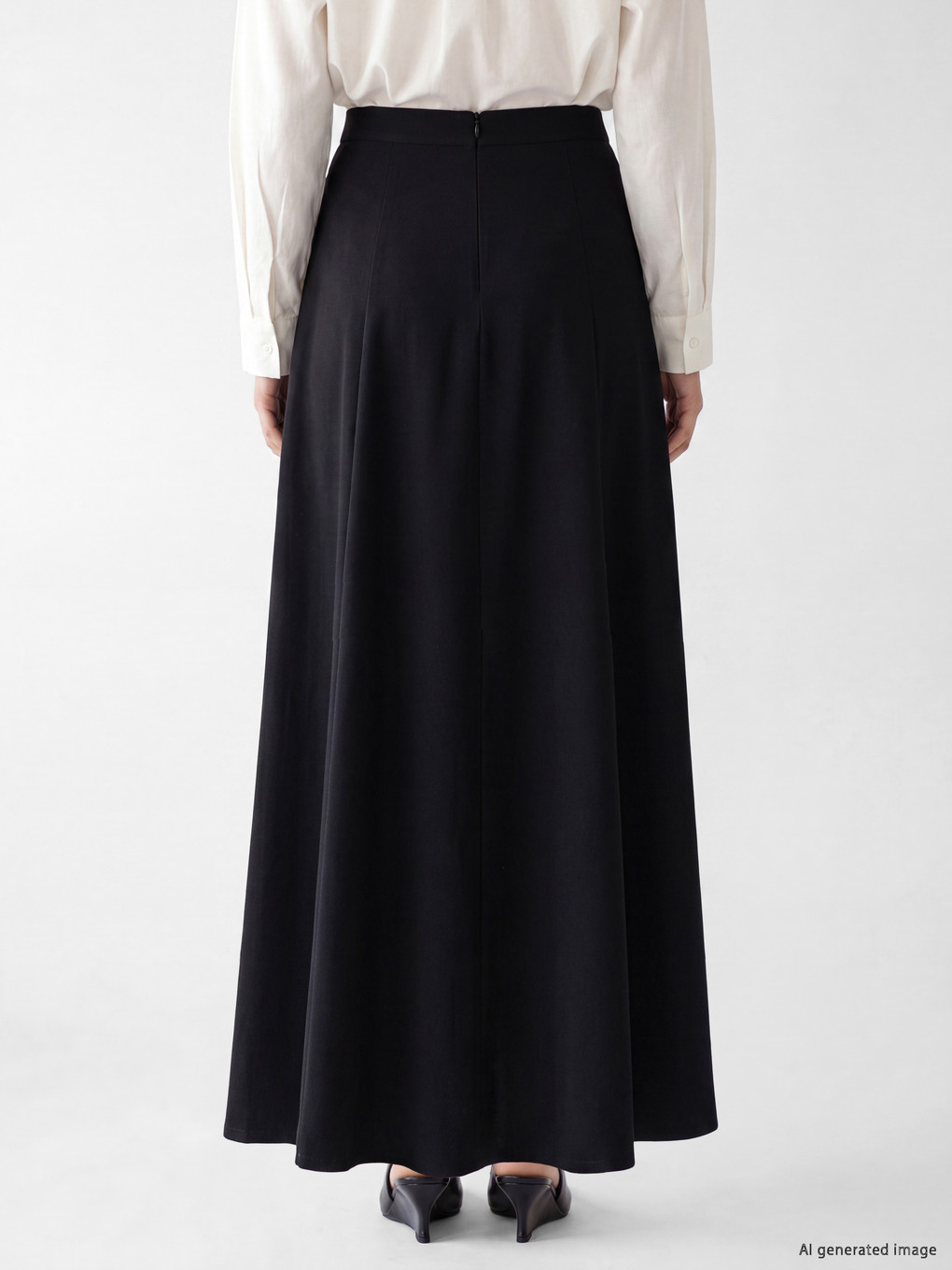 Waist Zippered Flared Skirt-3