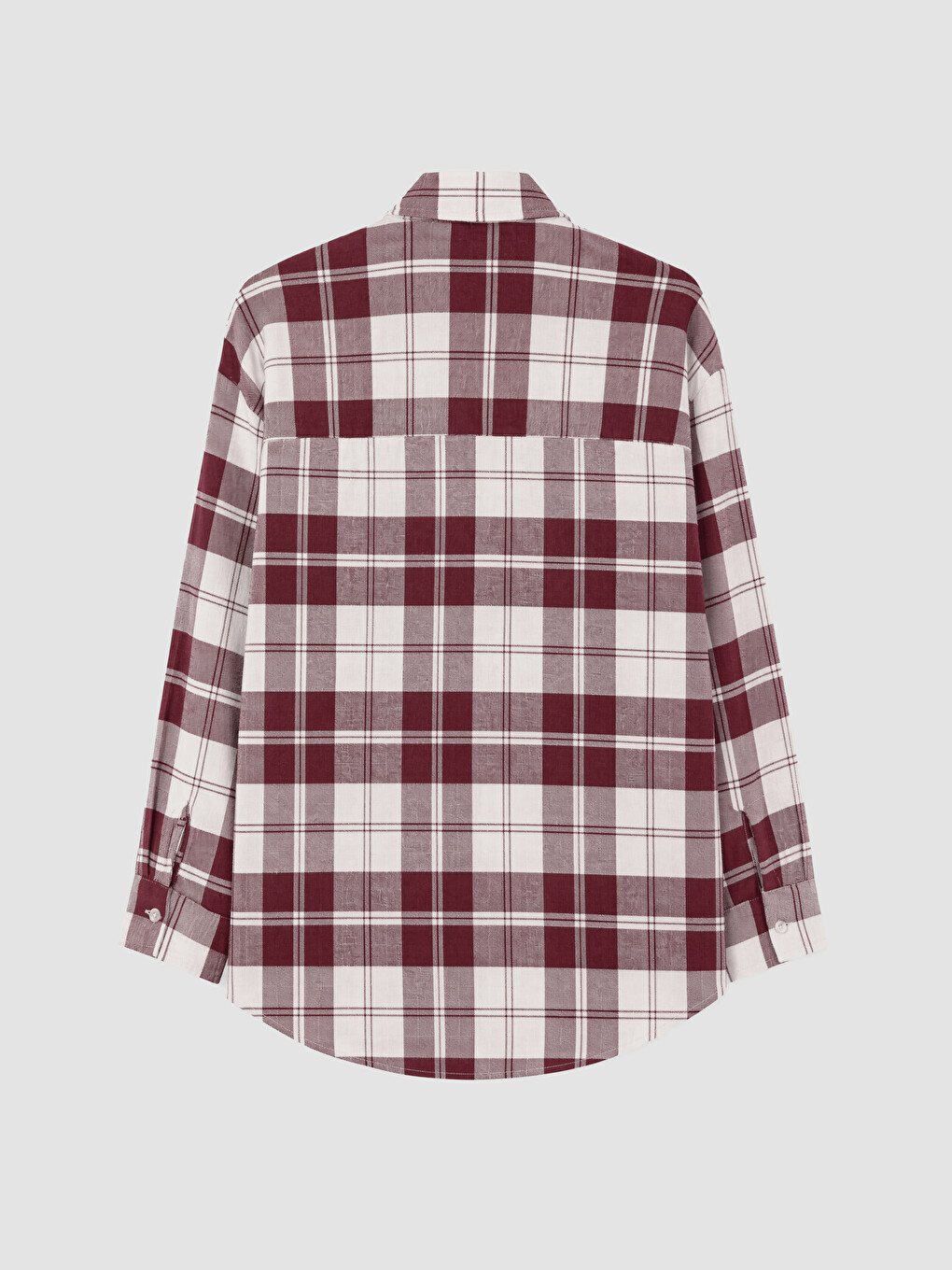 Bordo Ekose Oversize Kadın Oduncu Gömlek-2
