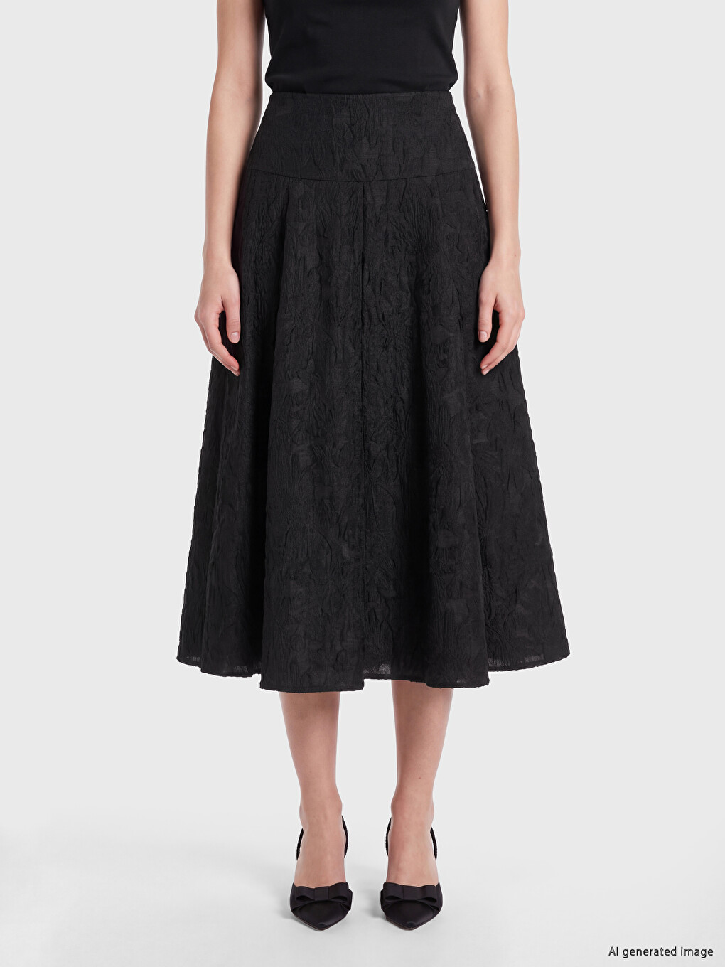 Zippered A Cut Flared Skirt-1