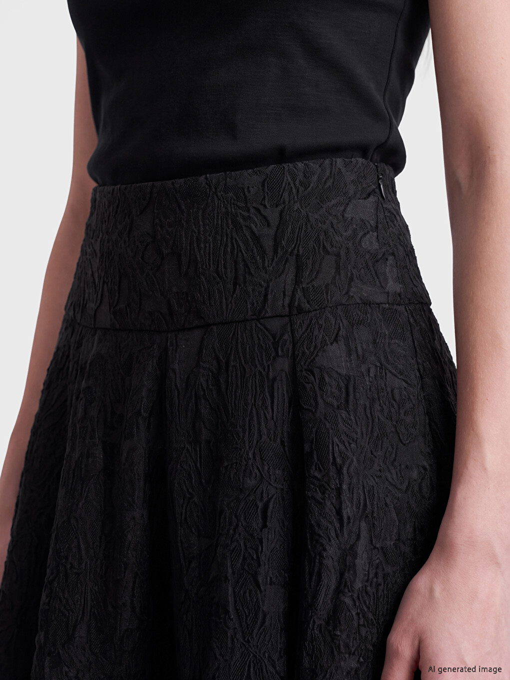 Zippered A Cut Flared Skirt-2