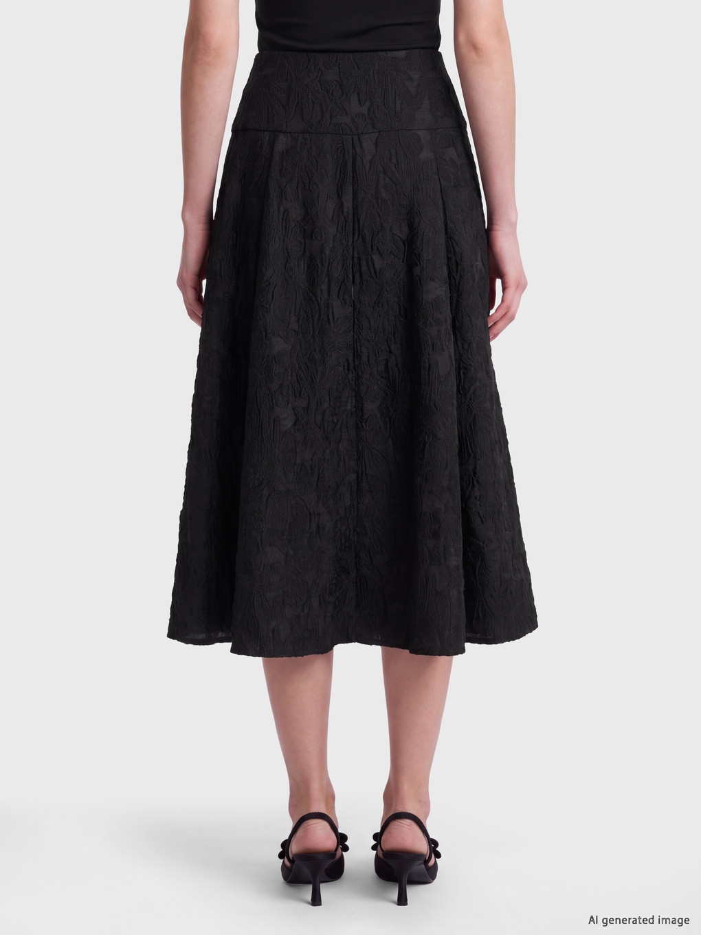 Zippered A Cut Flared Skirt-3