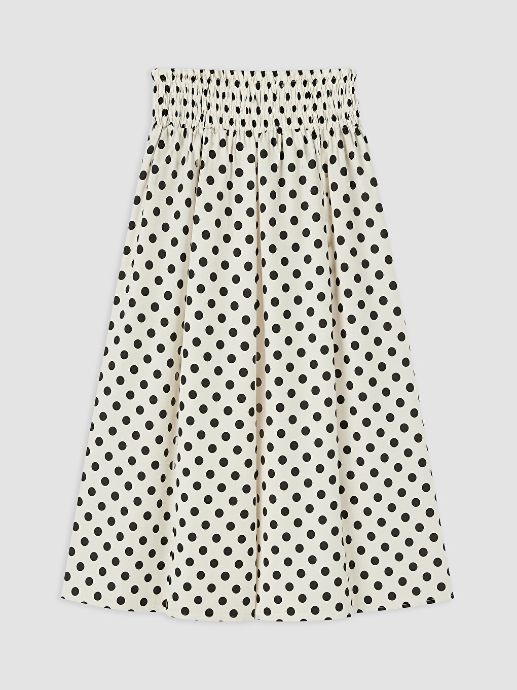 Elastic Waist Polka Dot Poplin Flared Skirt-3