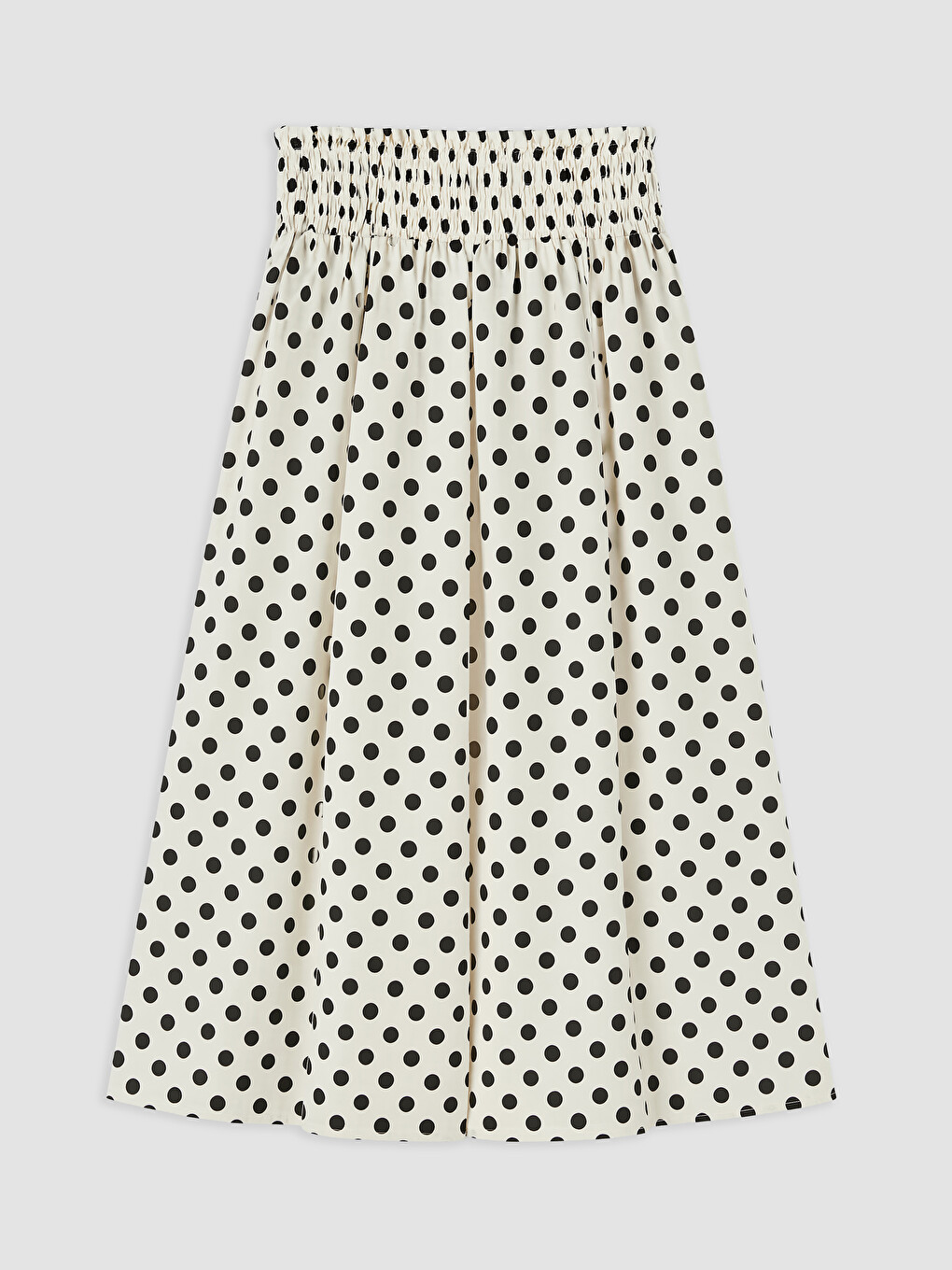 Elastic Waist Polka Dot Poplin Flared Skirt-4