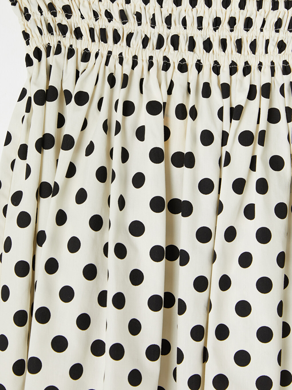 Elastic Waist Polka Dot Poplin Flared Skirt-5