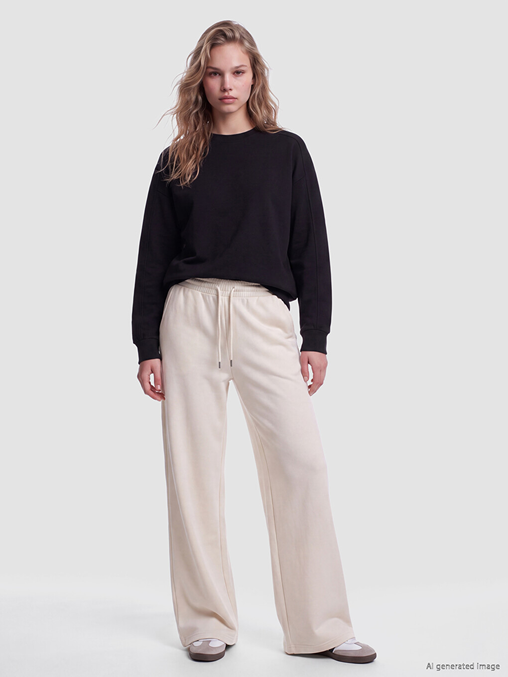 Siyah Soft Touch Oversize Kadın Sweatshirt-1
