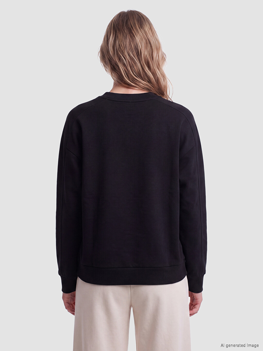 Siyah Soft Touch Oversize Kadın Sweatshirt-3