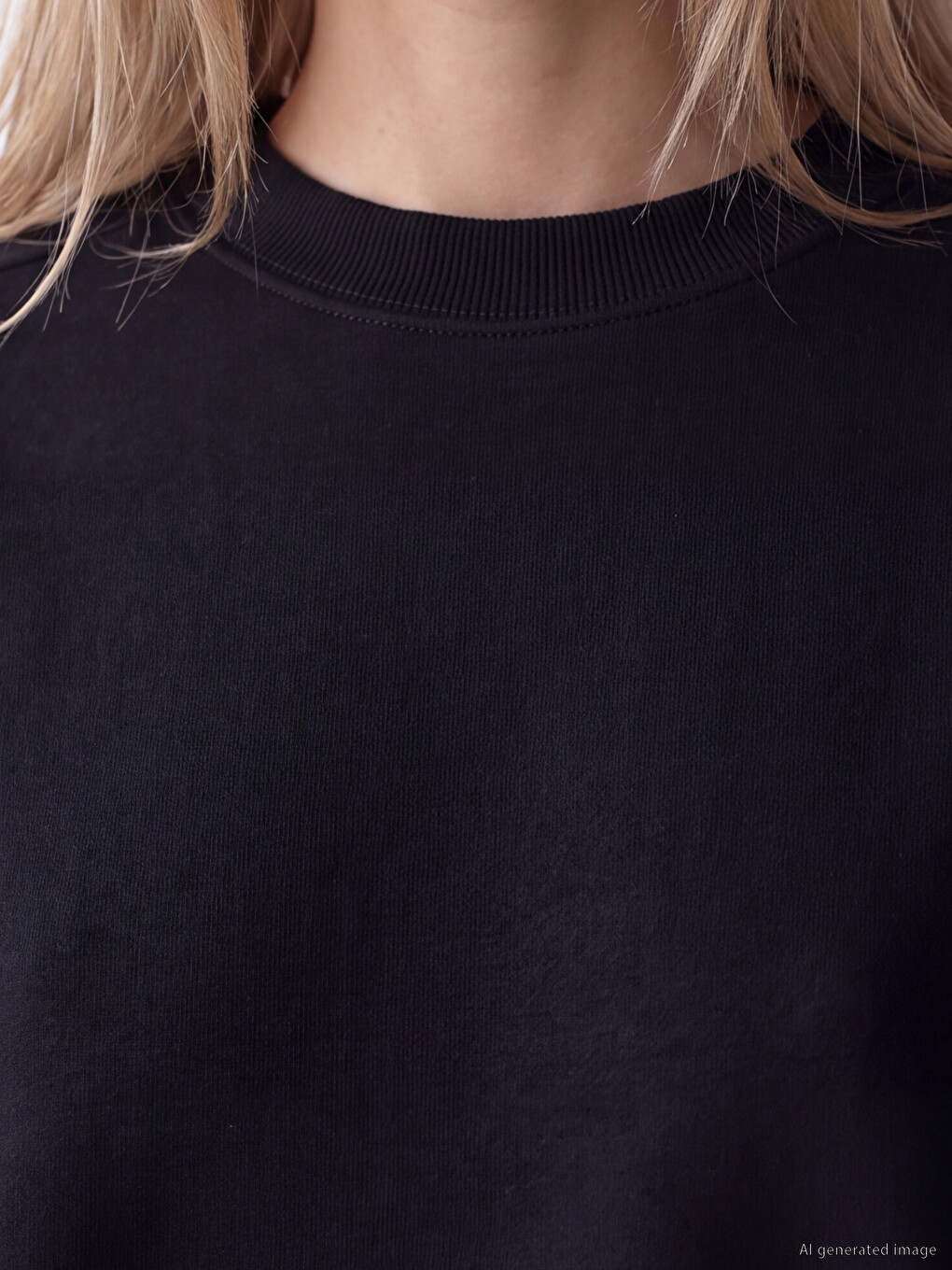Siyah Soft Touch Oversize Kadın Sweatshirt-2