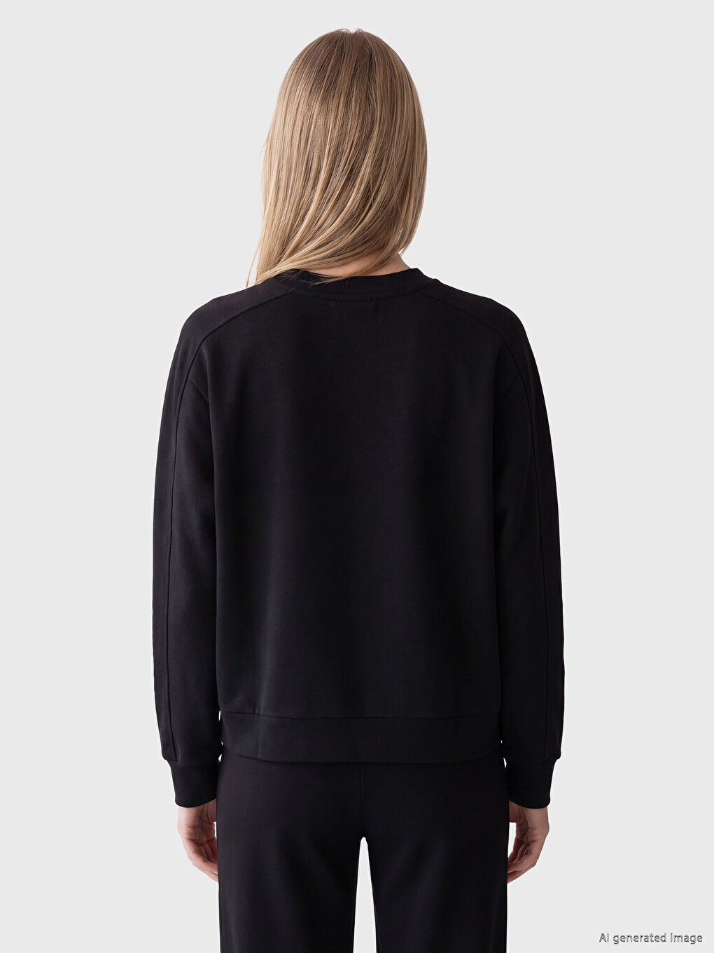 Siyah Soft Touch Oversize Kadın Sweatshirt-3