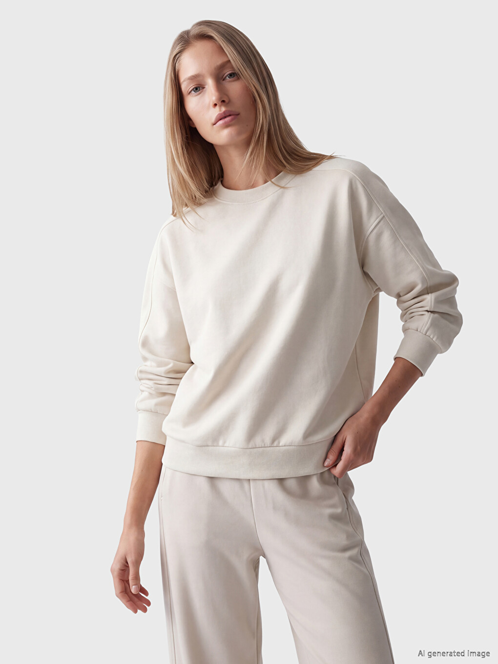 Gri Soft Touch Oversize Kadın Sweatshirt-1