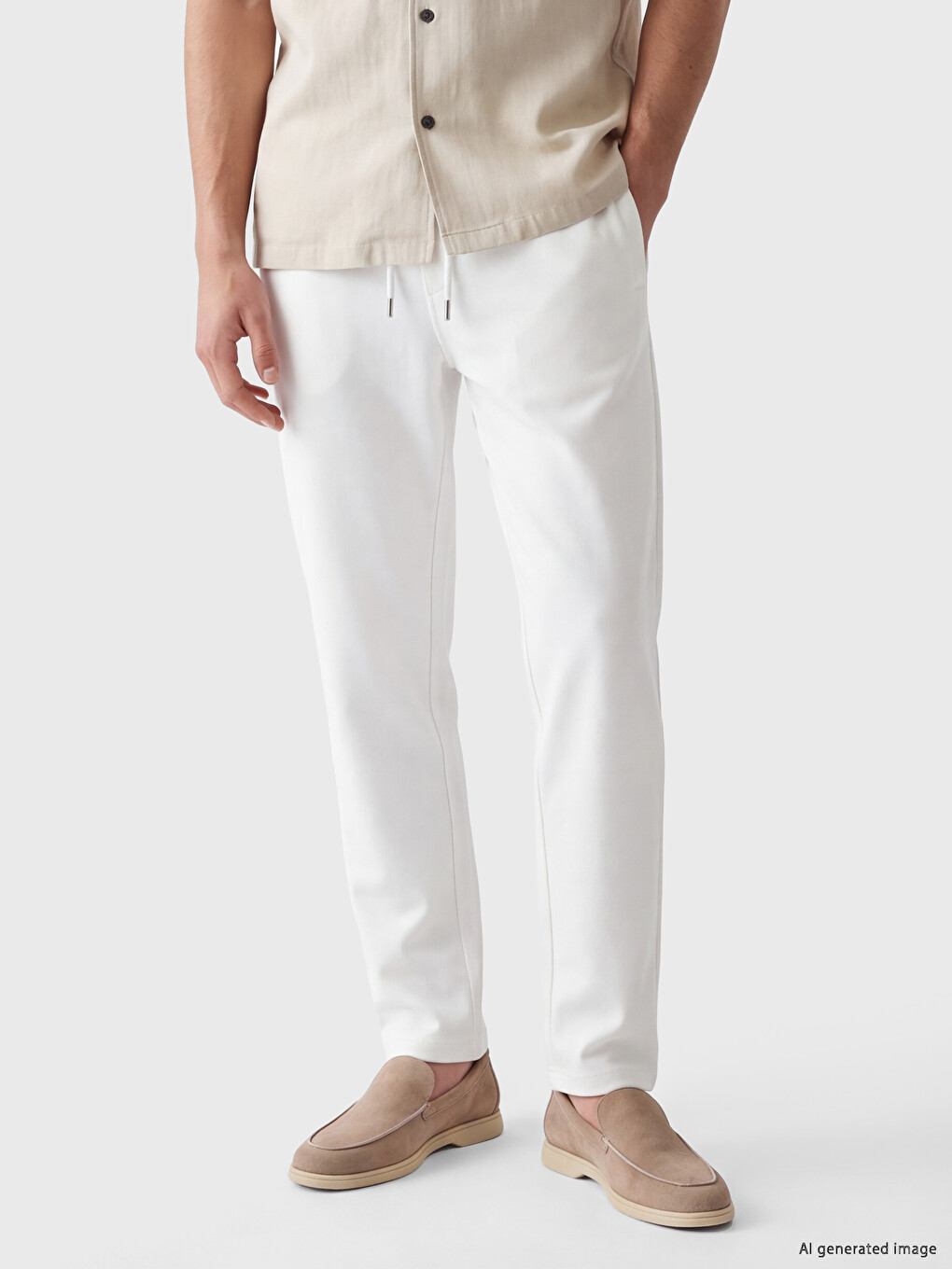 Beyaz Regular Fit Erkek Eşofman Altı-1