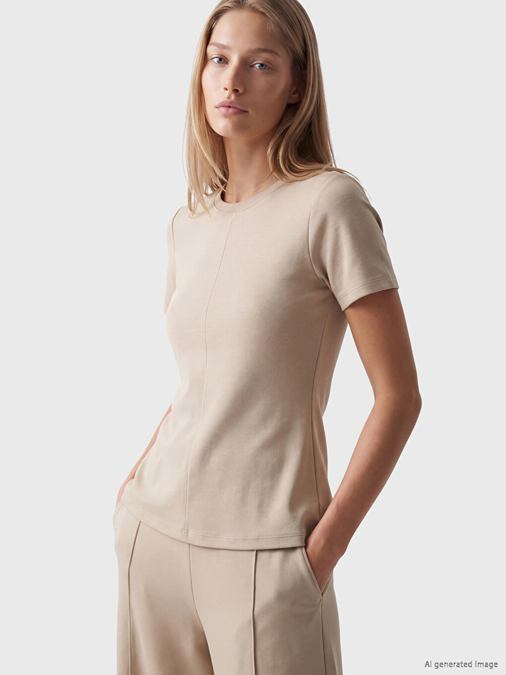 Bej Soft Touch Peplum Bluz