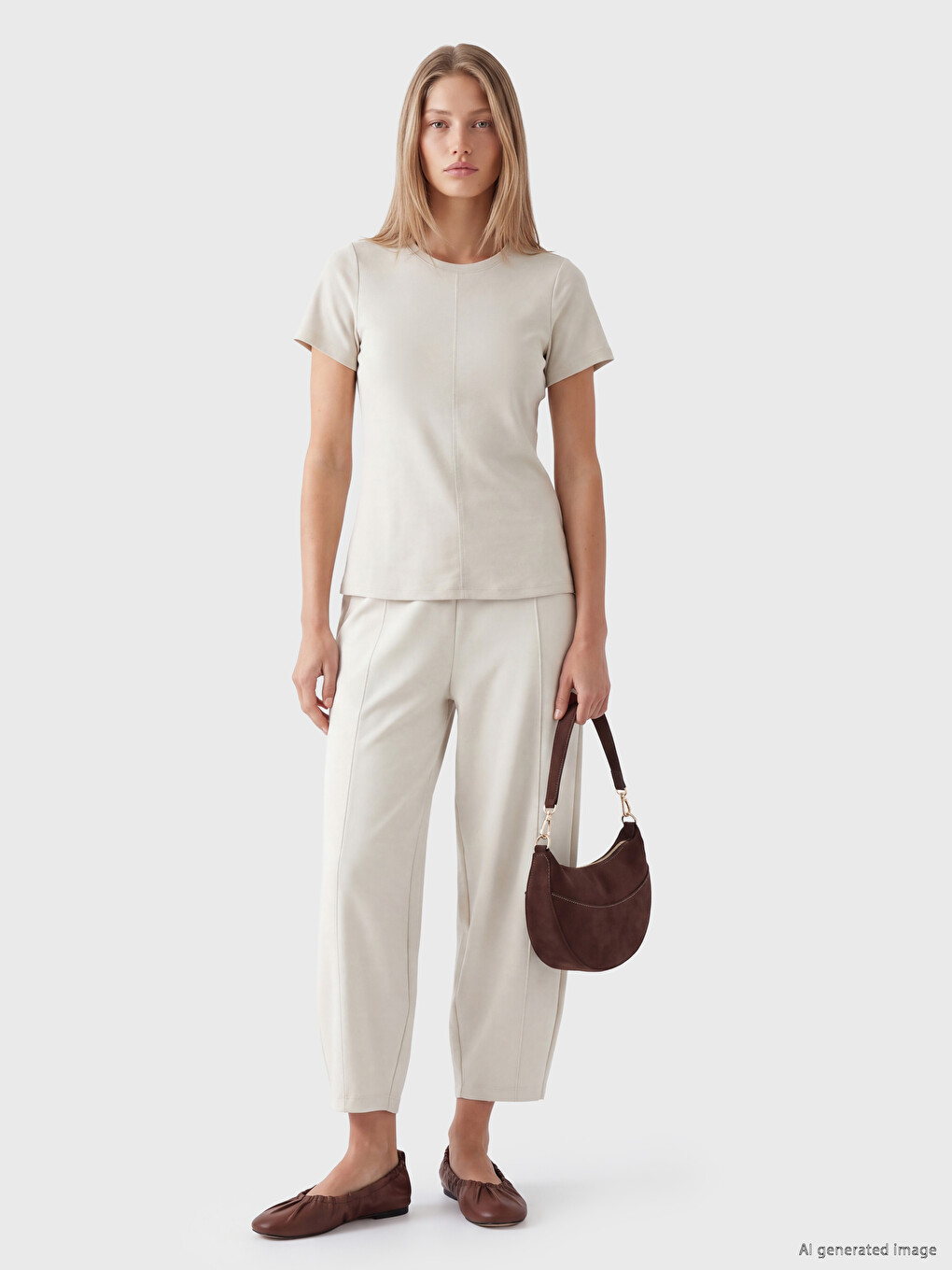 Bej Soft Touch Peplum Bluz-1