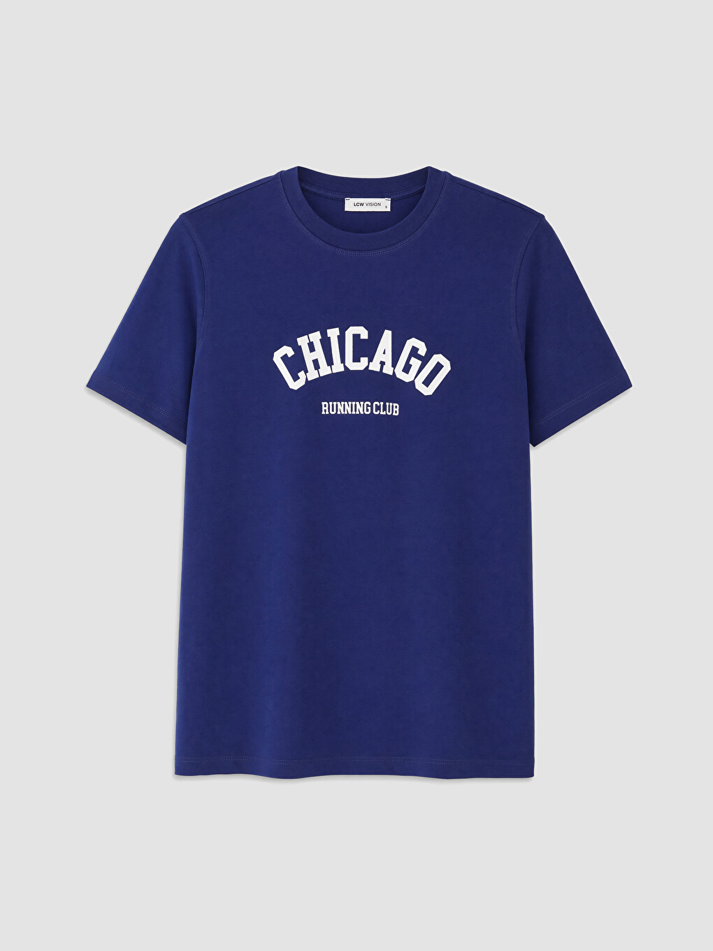 Lacivert Chicago Baskılı %100 Pamuklu Kadın Tişört