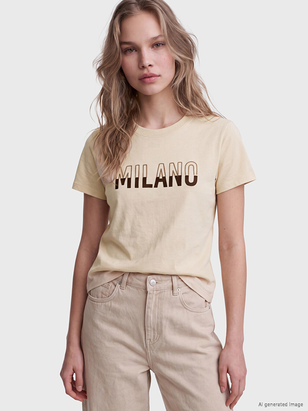 Woman Beige T-shirt