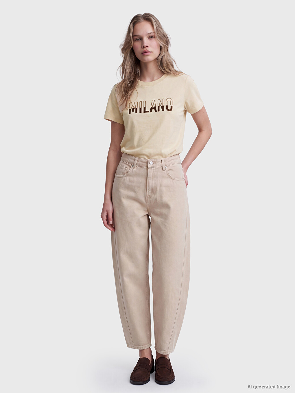 Woman Beige T-shirt-1