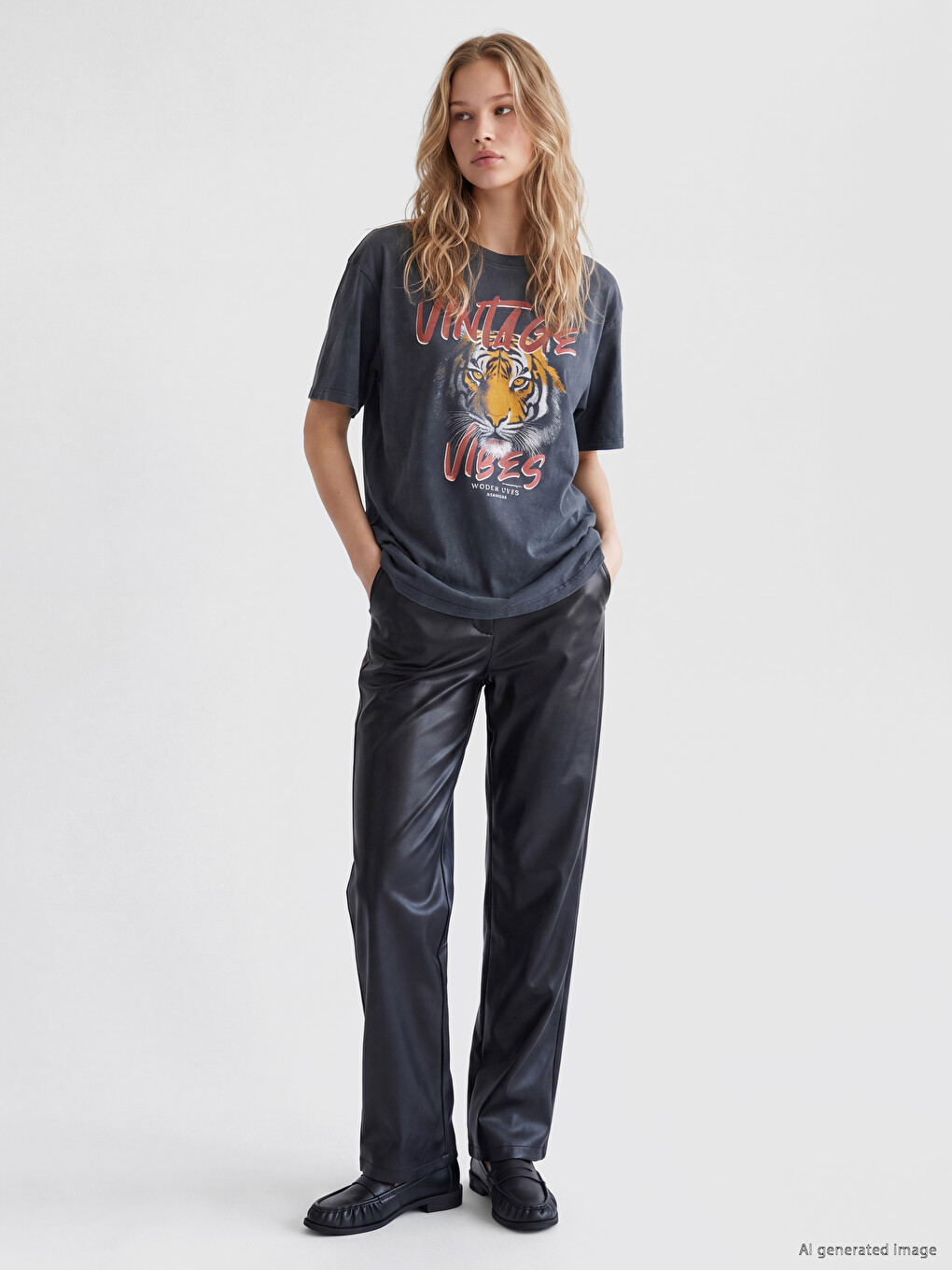 Printed Oversize %100 Cotton Women's T-shirt-1