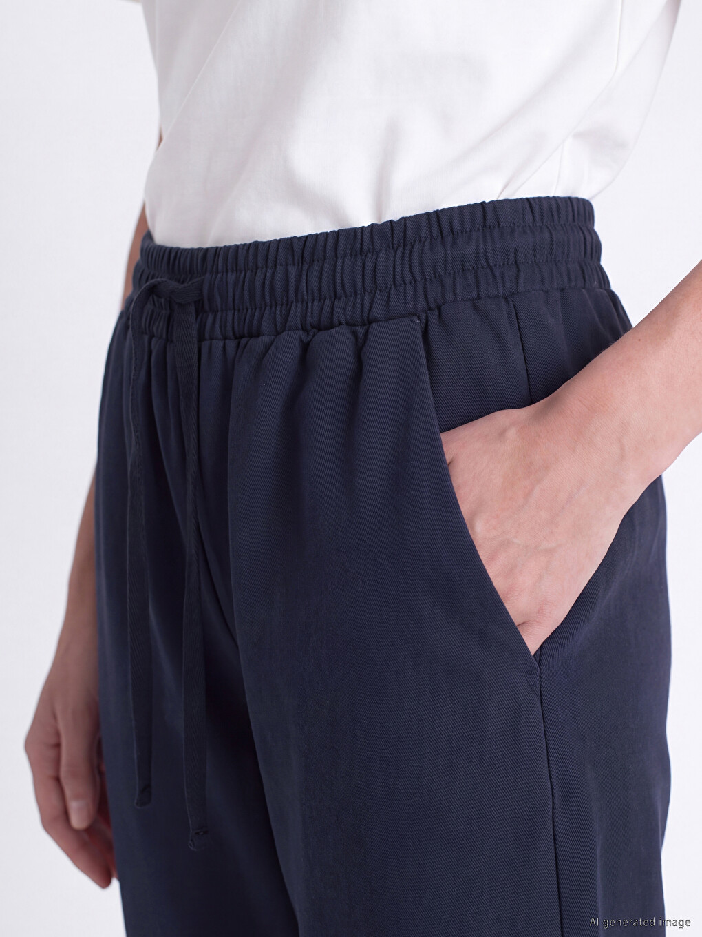 Pantaloni Din Gabardină Cu Talie Elastică Pentru Femei-2