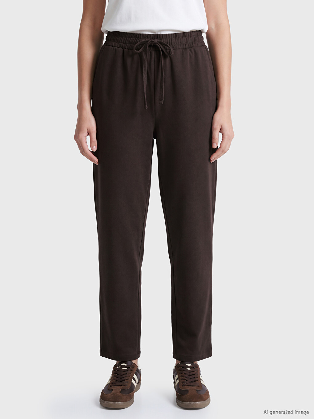 Pantaloni Din Gabardină Cu Talie Elastică Pentru Femei-1